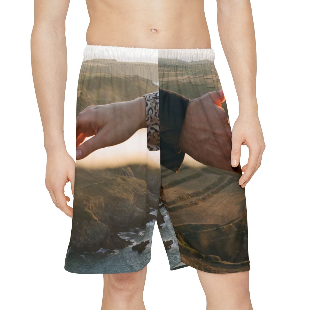 Men's Sports Shorts - The Infinite Touch | Ethereal Coastal...