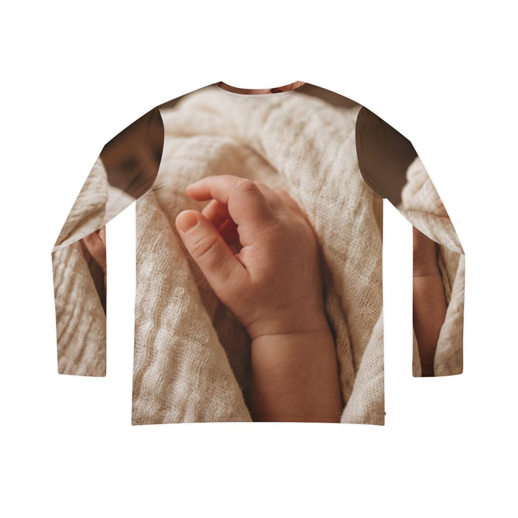 Women's Long Sleeve V-neck Shirt - Tender Newborn Hand in......