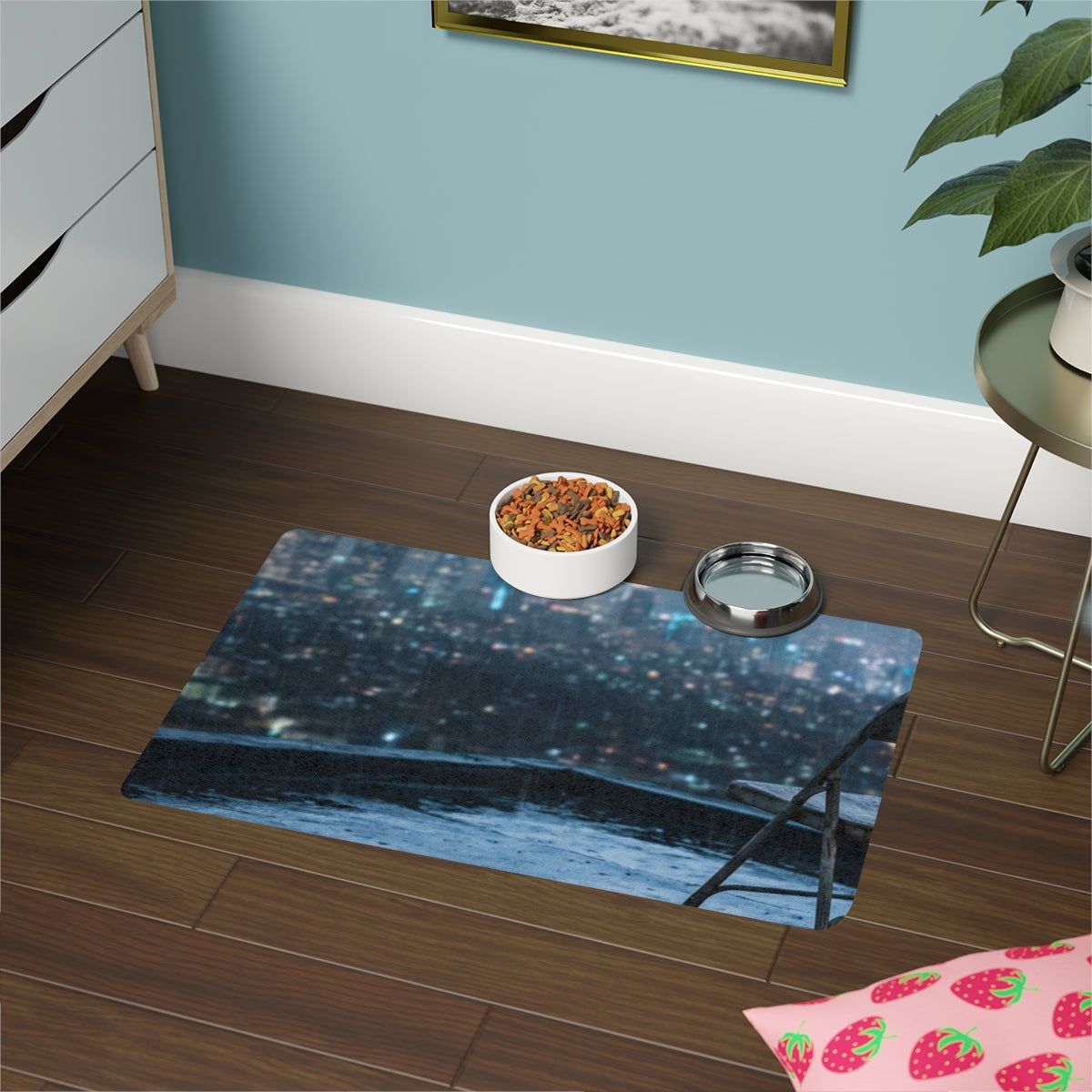 Pet Food Mat 12x18 - Midnight Rain | Echovira Gallery