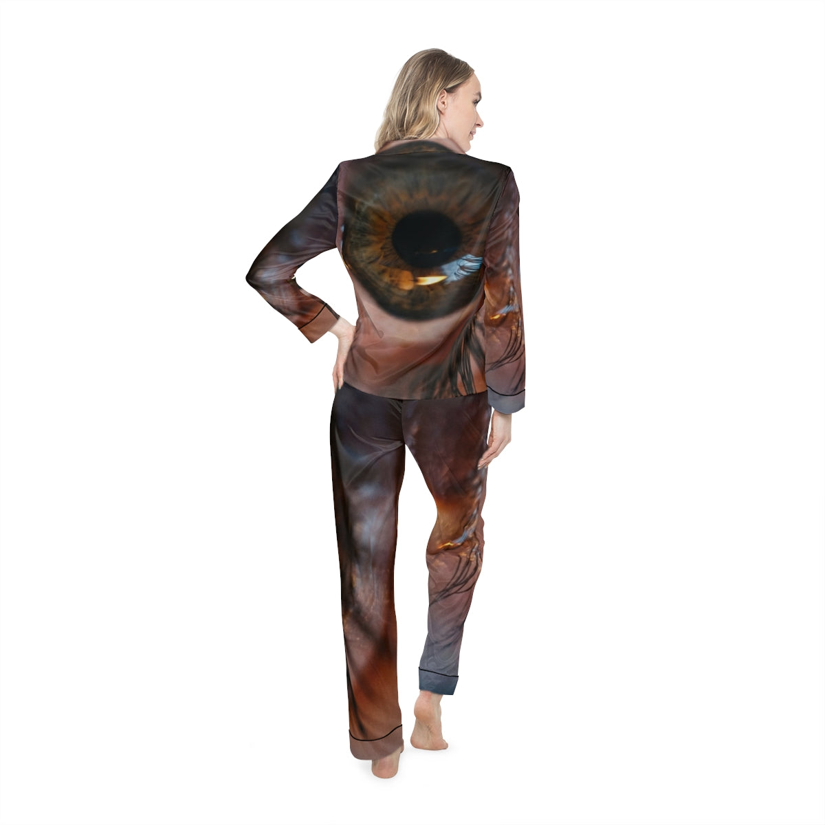 Women's Satin Pajamas - Amber Iris Reflection Fine Art Print...