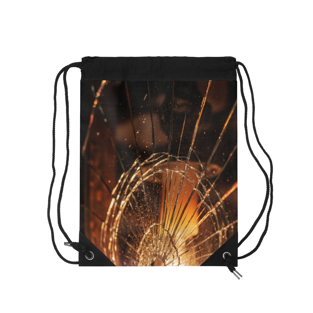 Drawstring Bag - Golden Shattered Glass Cinematic Mood |...