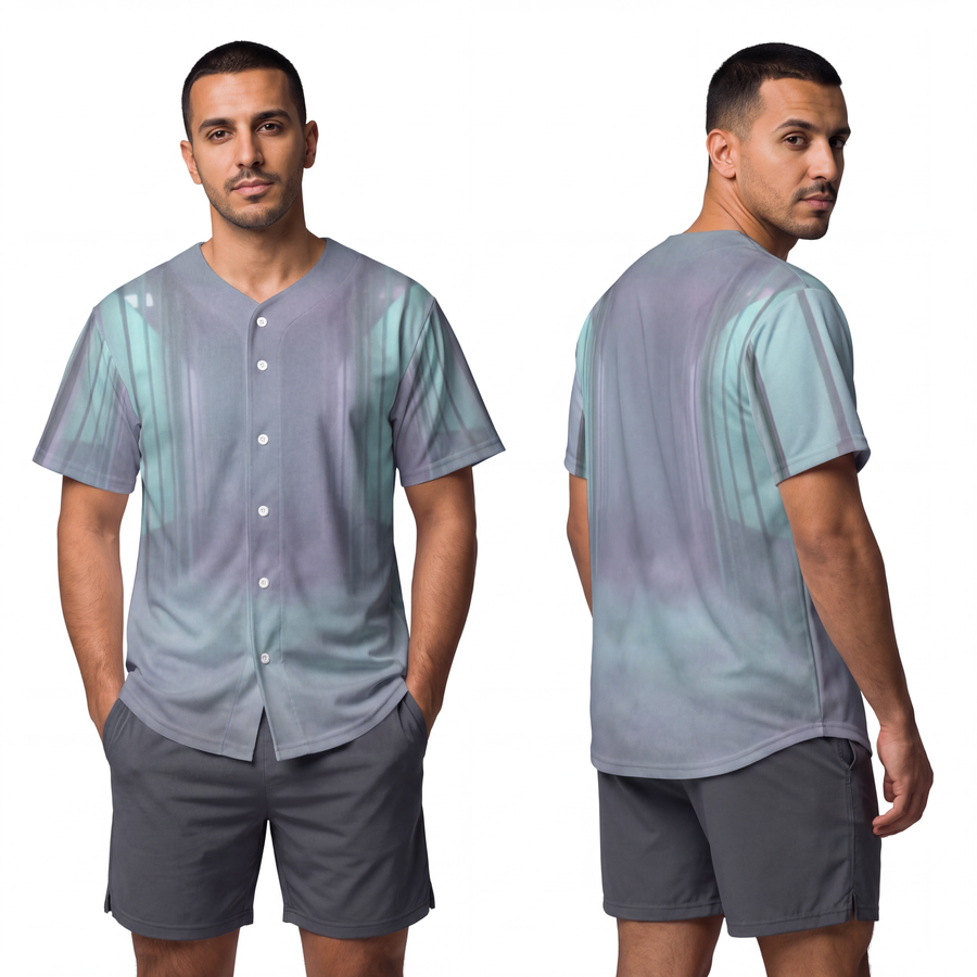 Men's Baseball Jersey - Liminal Corridor Fog Art Print