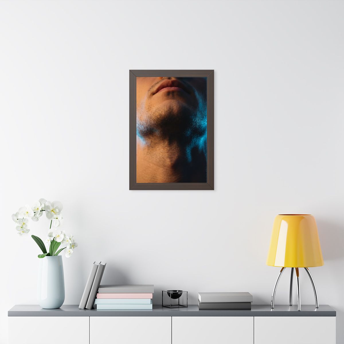 Framed Vertical Poster - Neon Horizon Portrait — Walnut... |...