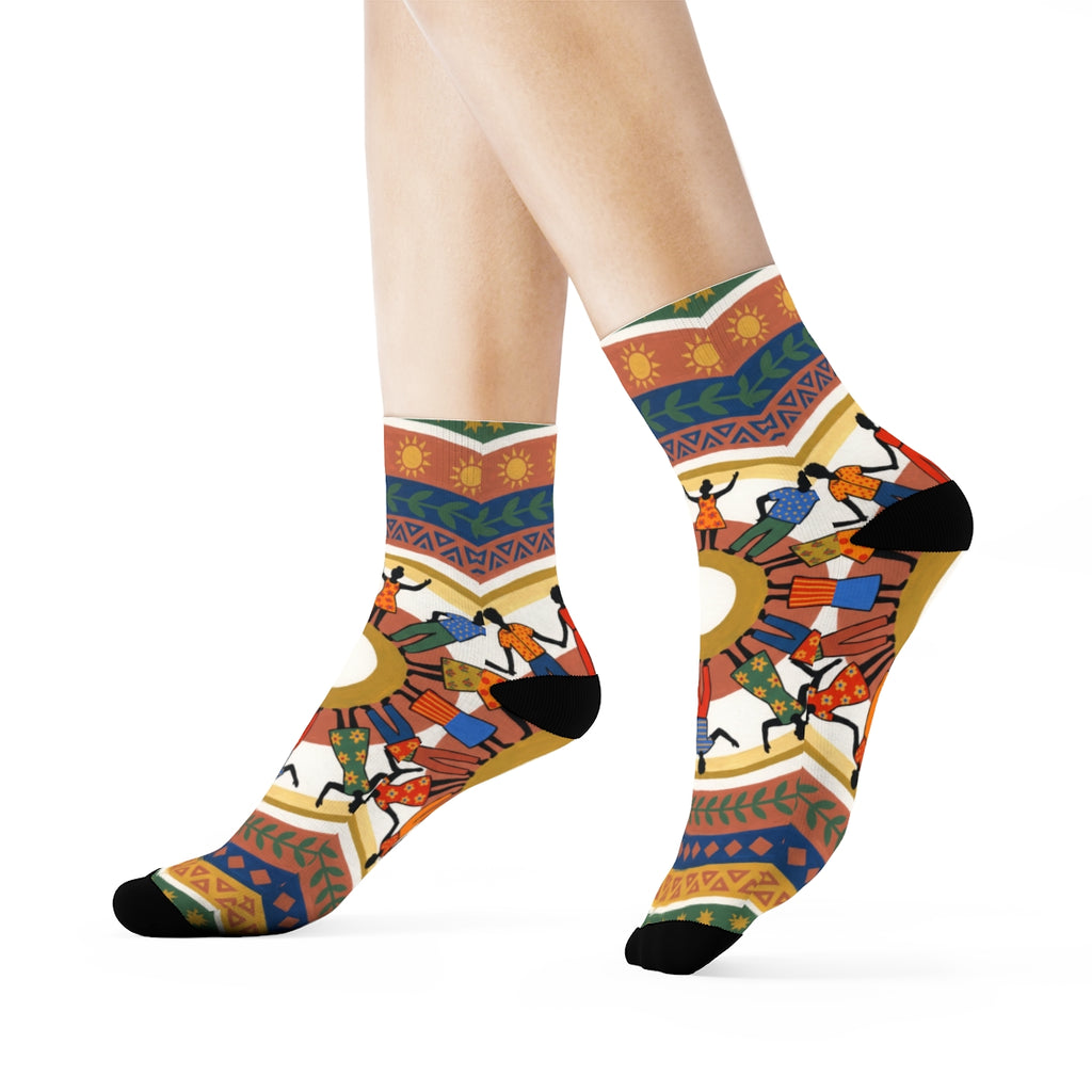 Crew Socks - Unity Mandala Folk Art | Echovira Gallery