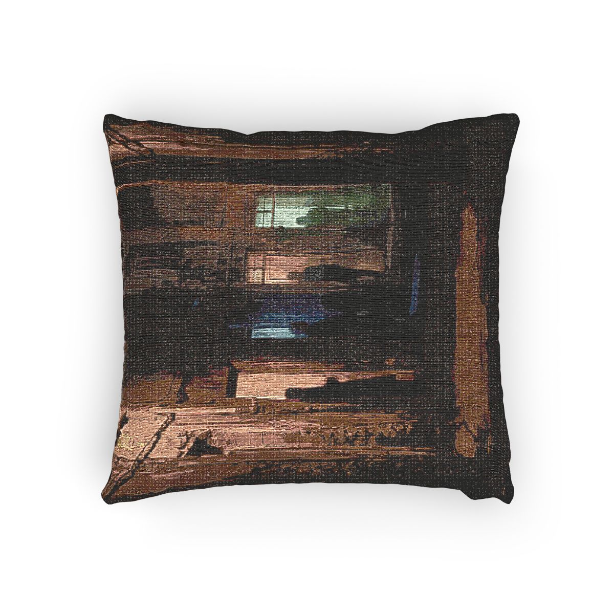 Woven Pillow - Textured Night Corridor | Echovira Gallery