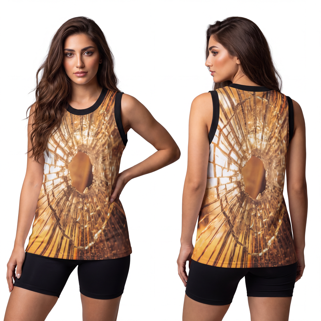 Unisex Basketball Jersey - Golden Fracture Shattered Glass...