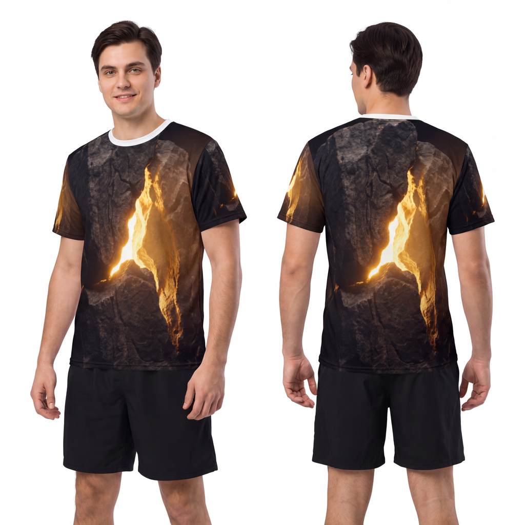 Men's Cut & Sew Tee - Golden Monolith Shirt | Echovira...