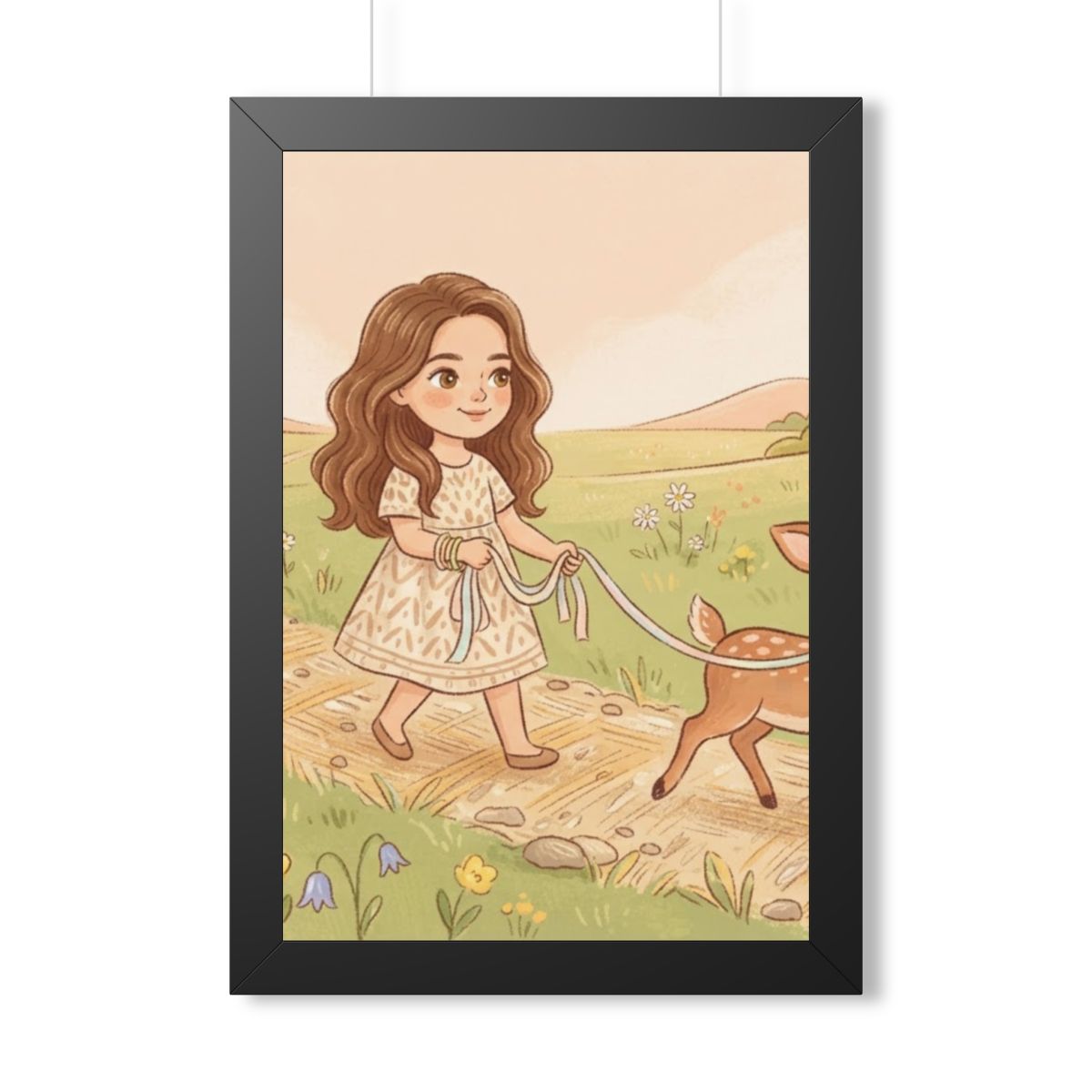 Framed Vertical Poster - Meadow Walk Fawn — Black (11×14......