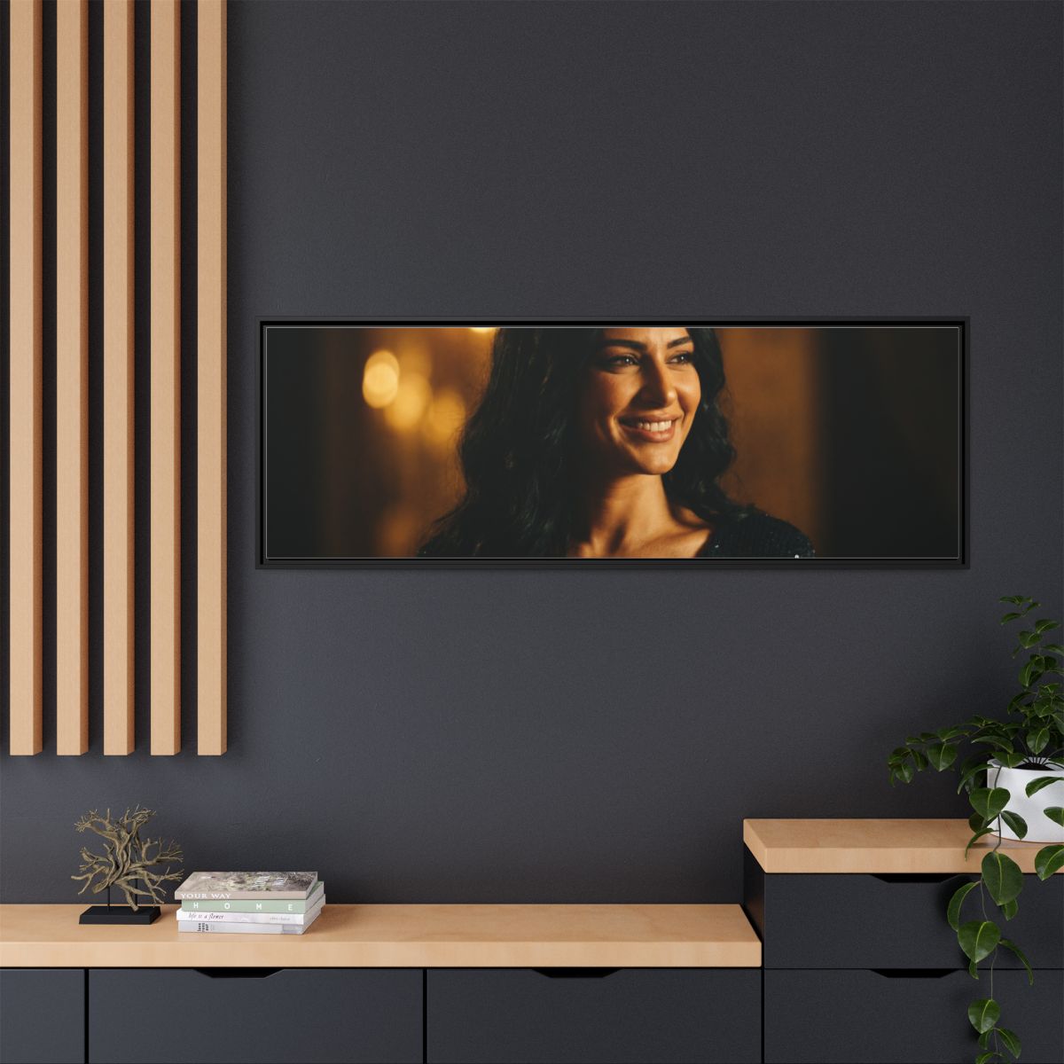 Framed Canvas Art - Golden Glamour — Black / 1.25"
