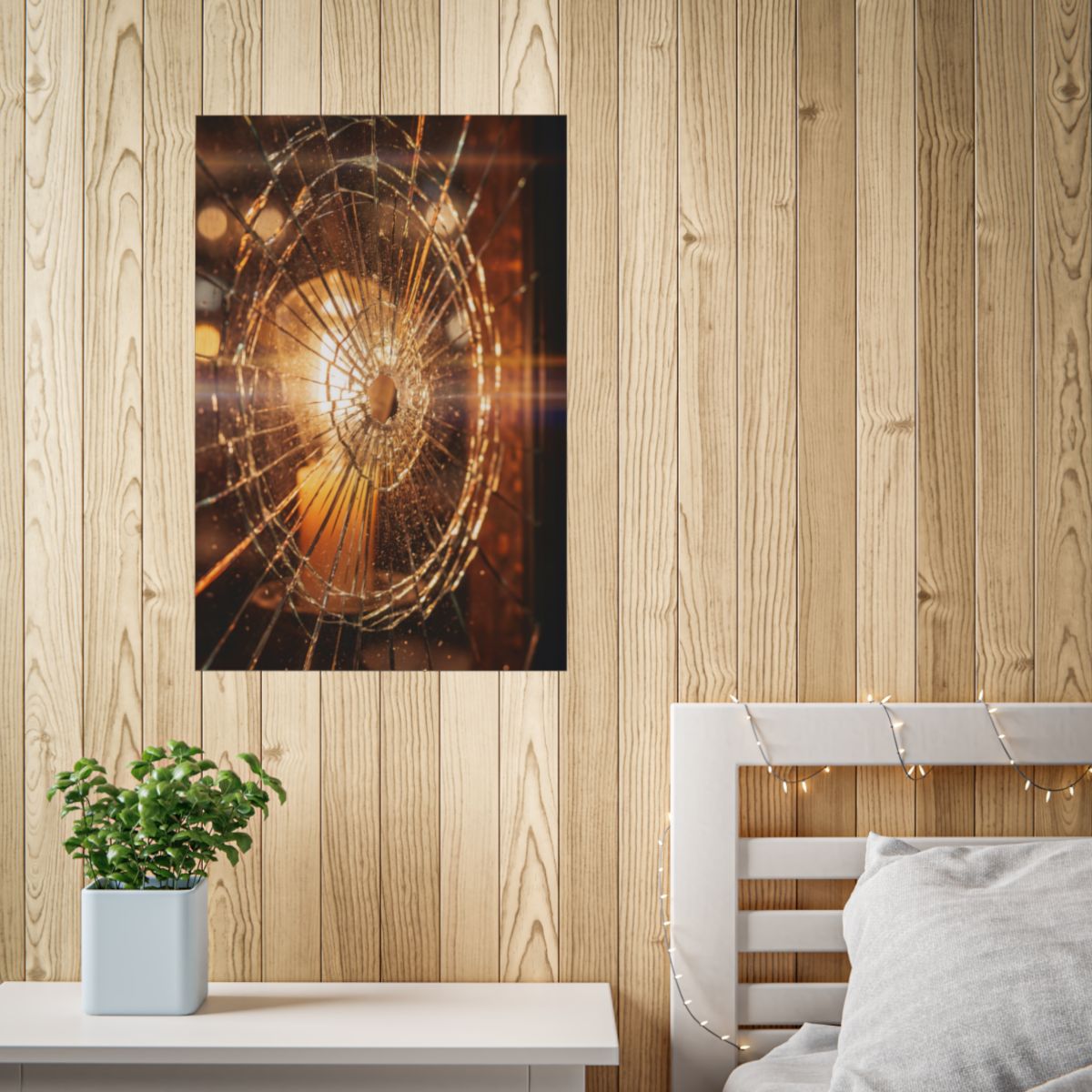 Unframed Posters - Golden Fracture Shattered Glass Art... |...