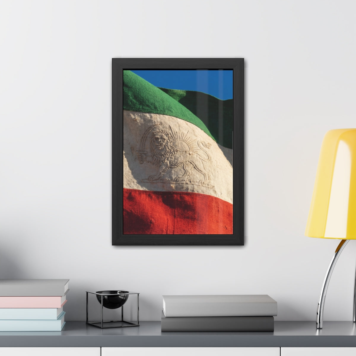Framed Posters - Vintage Persian Lion and Sun Heritage Flag...