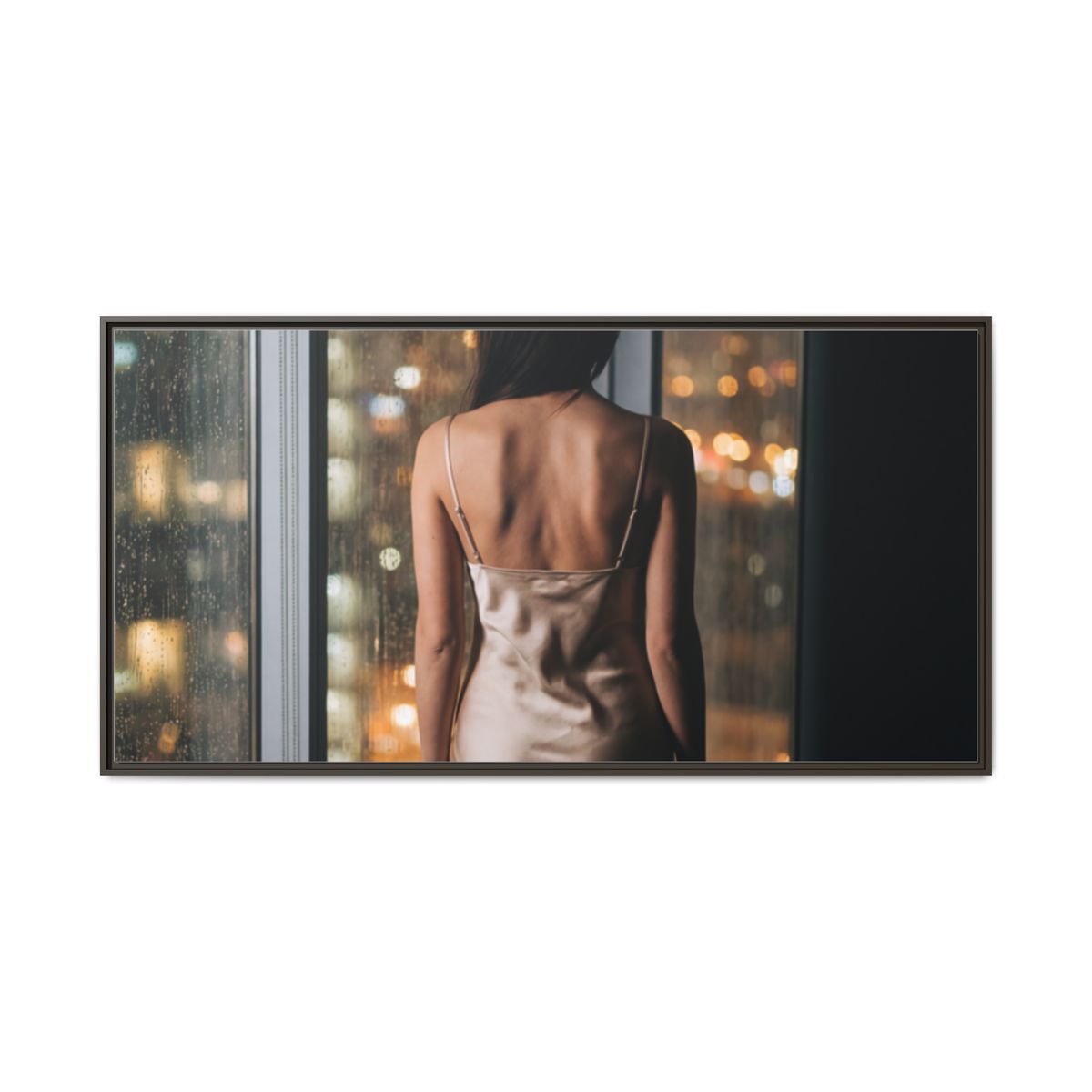 Framed Canvas - Midnight Rain Masterpiece — Espresso / 1.25"