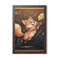 Framed Vertical Poster - Playful Fox Wall Decor — Walnut......