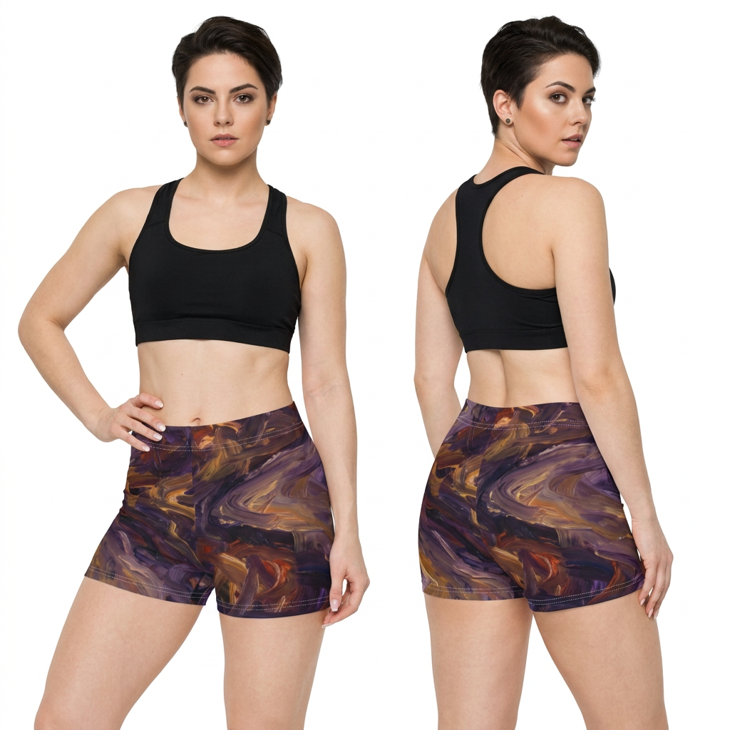 Women's Shorts with Moody Purple Landscape Art