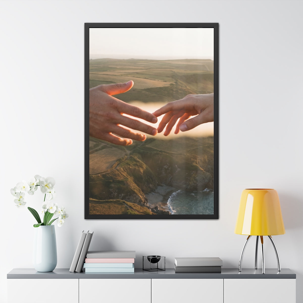 Framed Posters - The Infinite Touch | Ethereal Coastal Art...