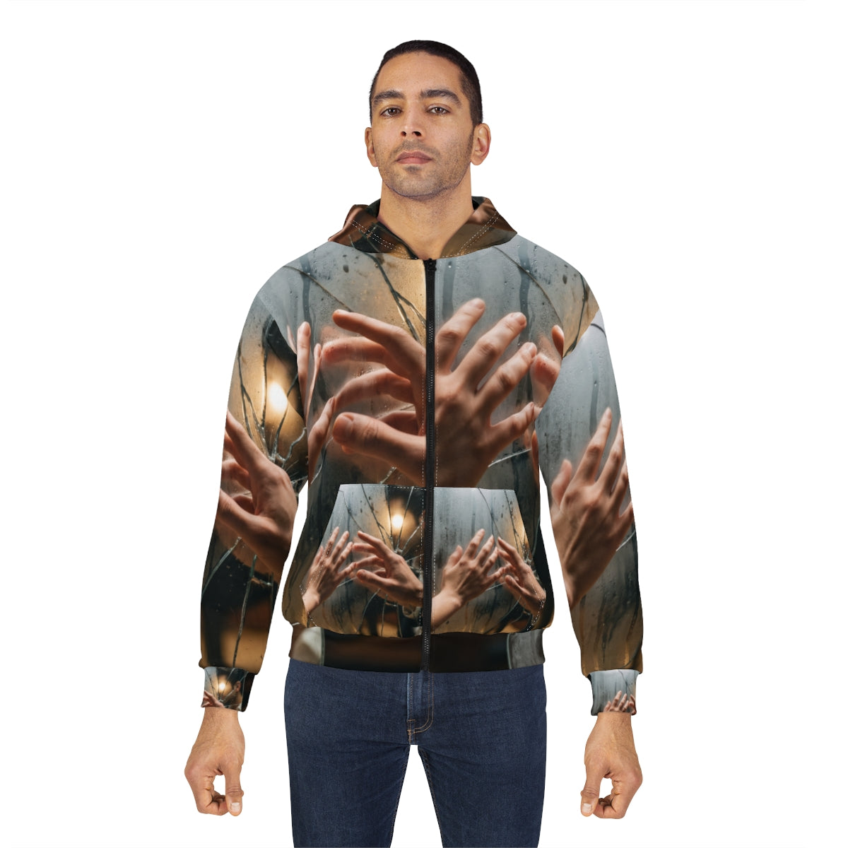Men's Zip Hoodie - Fractured Horizon | Echovira Gallery