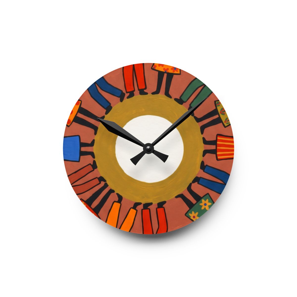Acrylic Wall Clock - Unity Mandala Folk Art | Echovira...