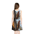 Girls' Sleeveless Sundress with Autumn Window Art