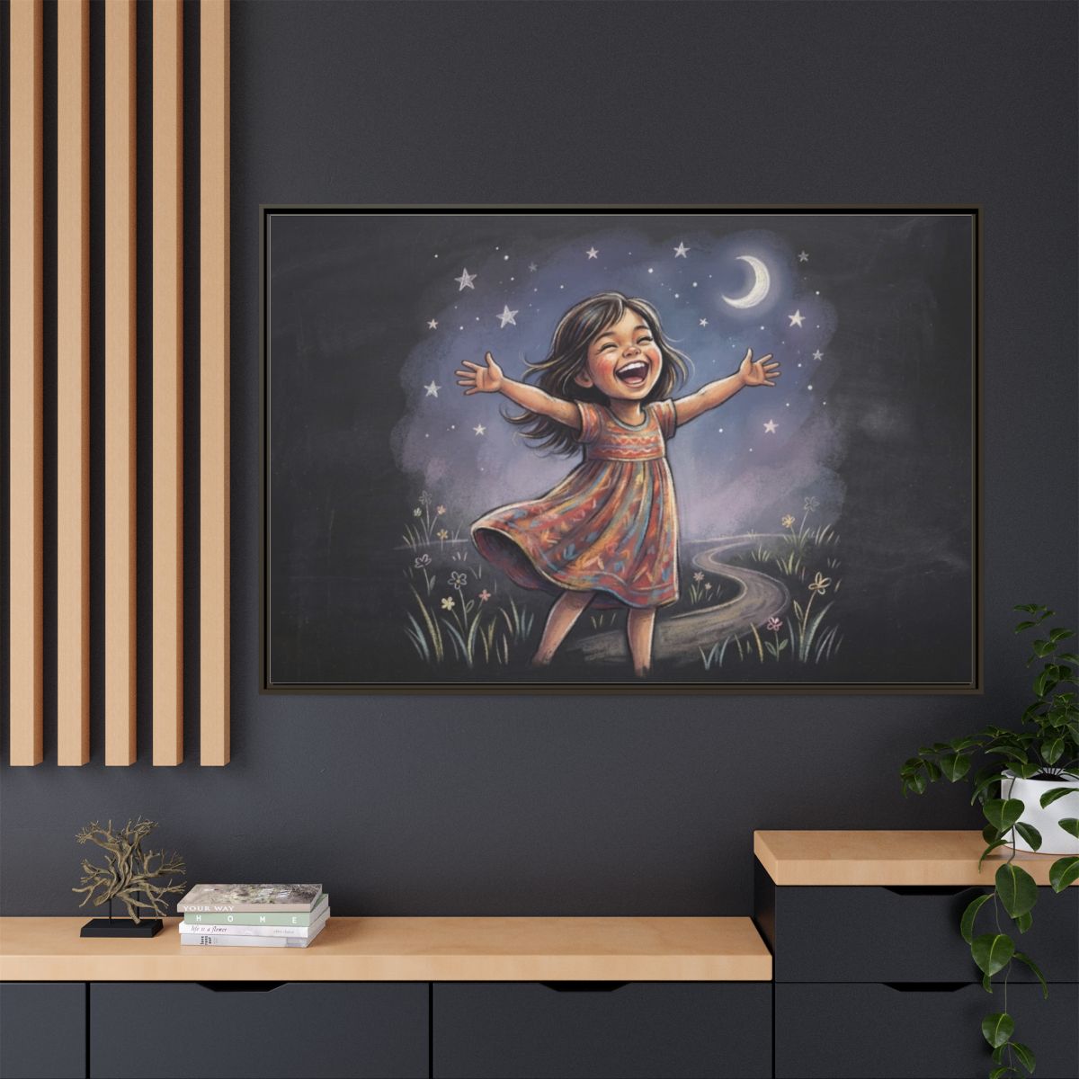 Matte Canvas Framed - Starlit Wonder Joy — Espresso / 1.25"...