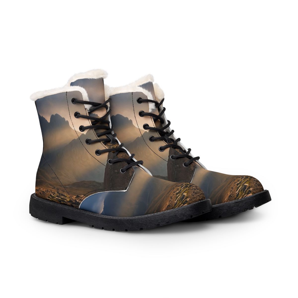 Women's Fur and Leather Boots - Mystic Monolith Ancient... |...