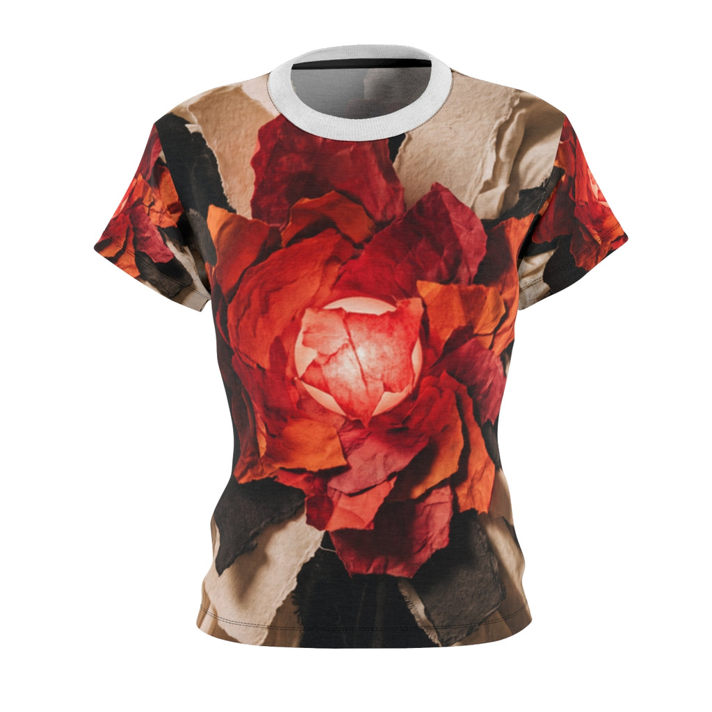 Women's Cut & Sew Tee - Crimson Bloom | Echovira Gallery