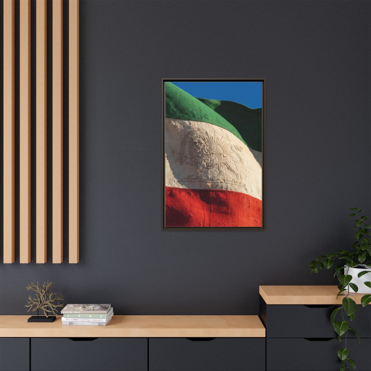Framed Canvas Art - Distressed Flag — Espresso / 1.25"