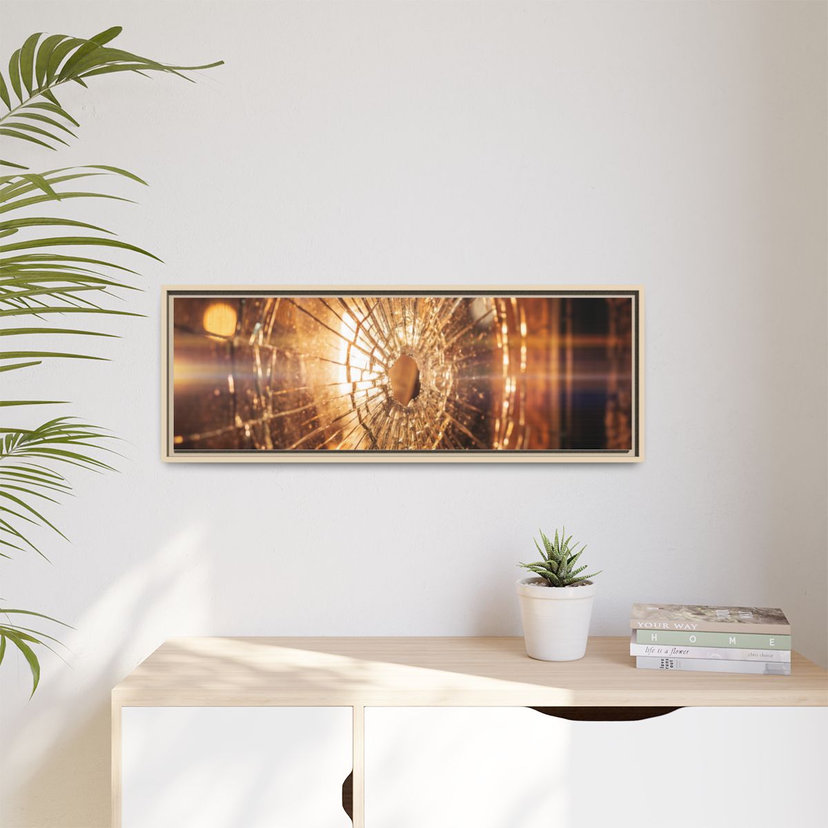 Matte Canvas, Framed - Golden Fractured Art — Natural /... |...