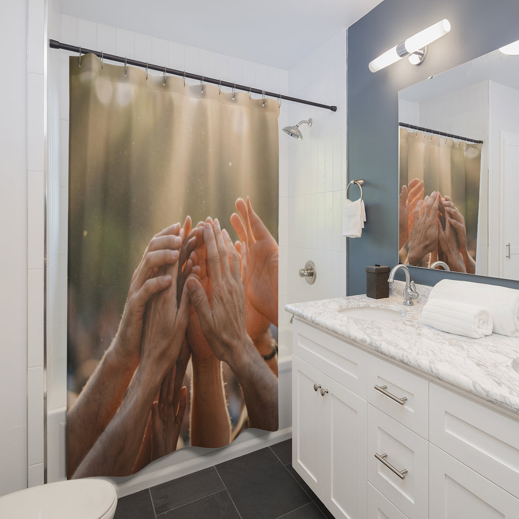 Shower Curtains - Golden Rays of Unity Wall Art | Echovira...
