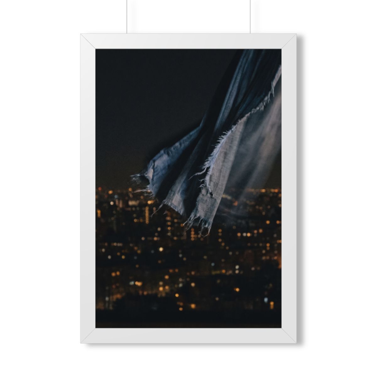 Framed Vertical Poster - City Lights Nocturne — White... |...