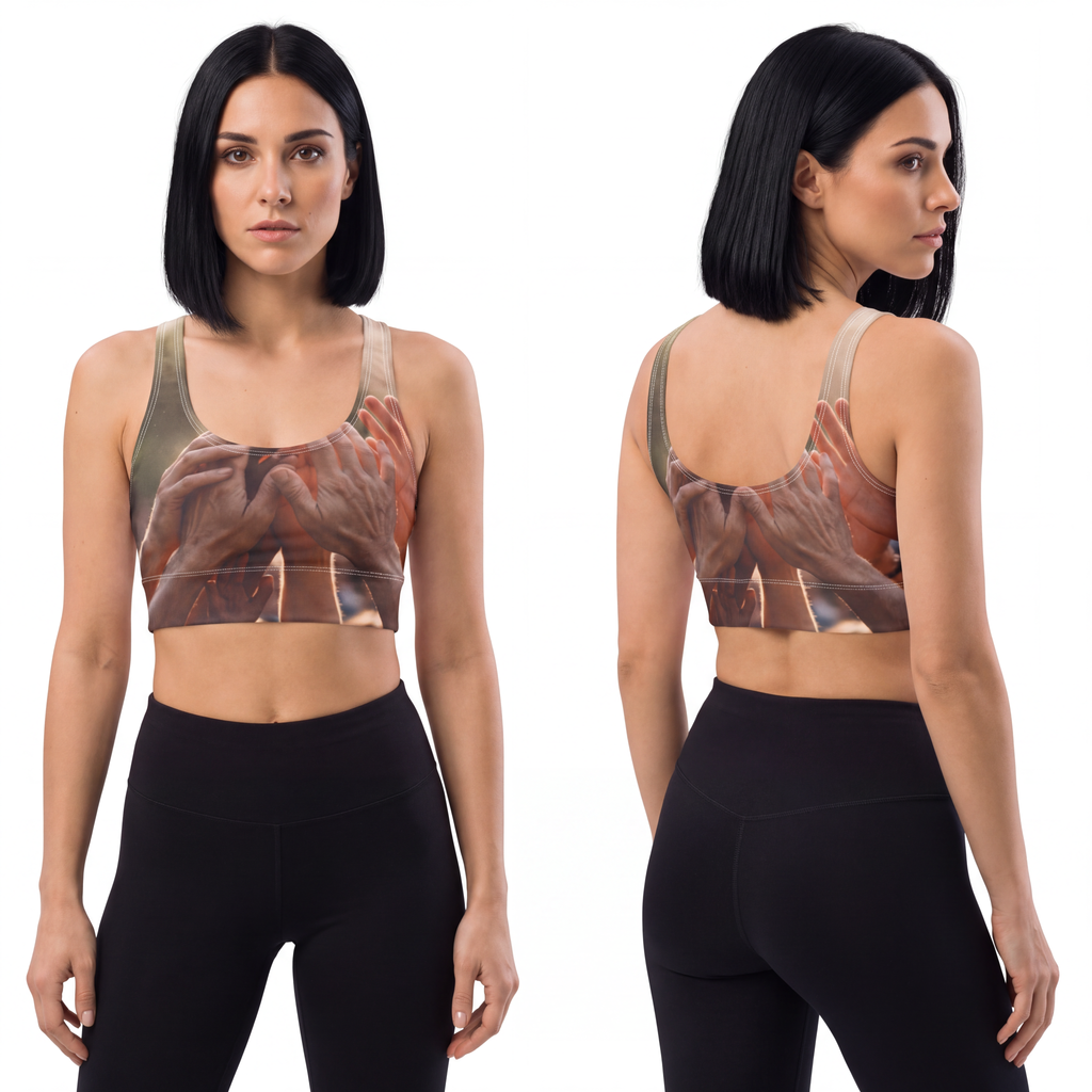 Polyester Sports Bra - Golden Rays of Unity Wall Art |...