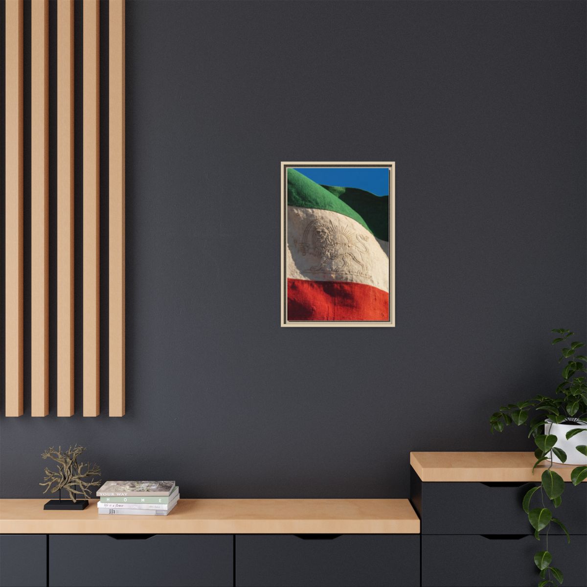 Framed Canvas Art - Distressed Flag — Natural / 1.25"