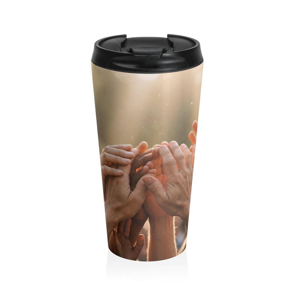 Stainless Steel Travel Mug - Golden Rays of Unity Wall Art |...