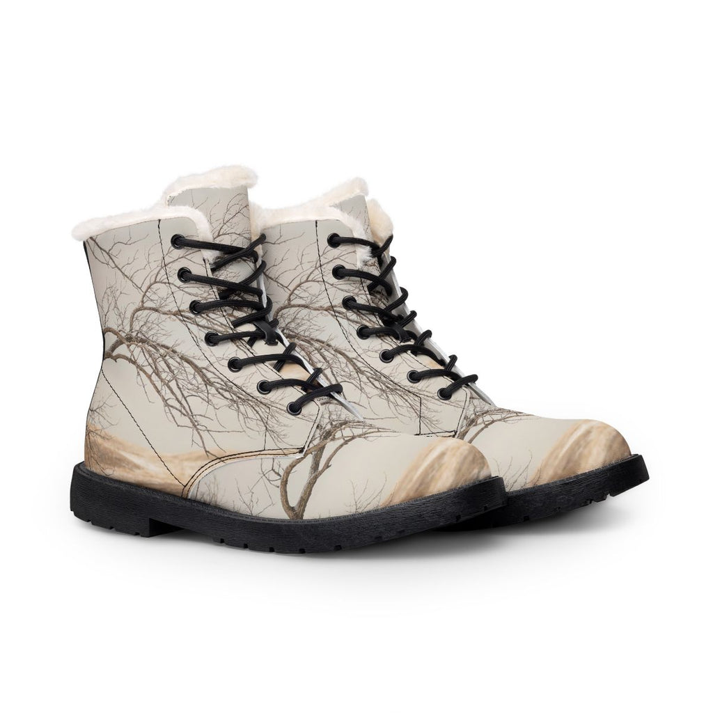 Men's Fur and Leather Boots - Winter Branch Solitude... |...