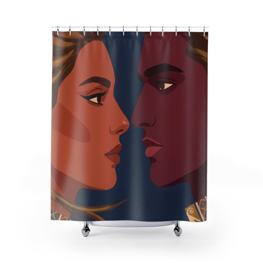 Shower Curtains - Celestial Lovers Profile Art - Cosmic... |...