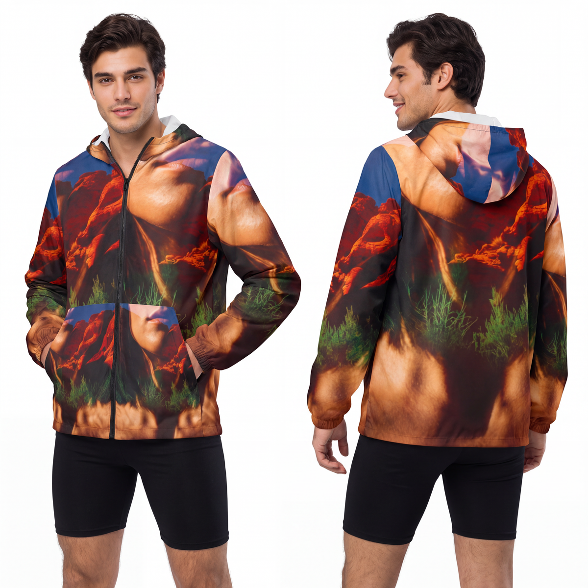 Men's Windbreaker Jacket - Red Rock Mirage Shell | Echovira...