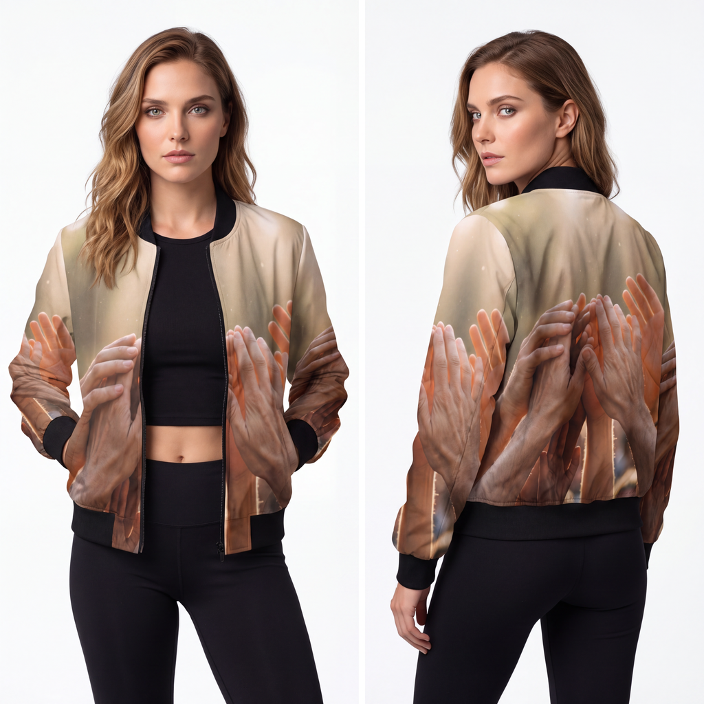 Women's Bomber Jacket - Golden Rays of Unity Wall Art |...