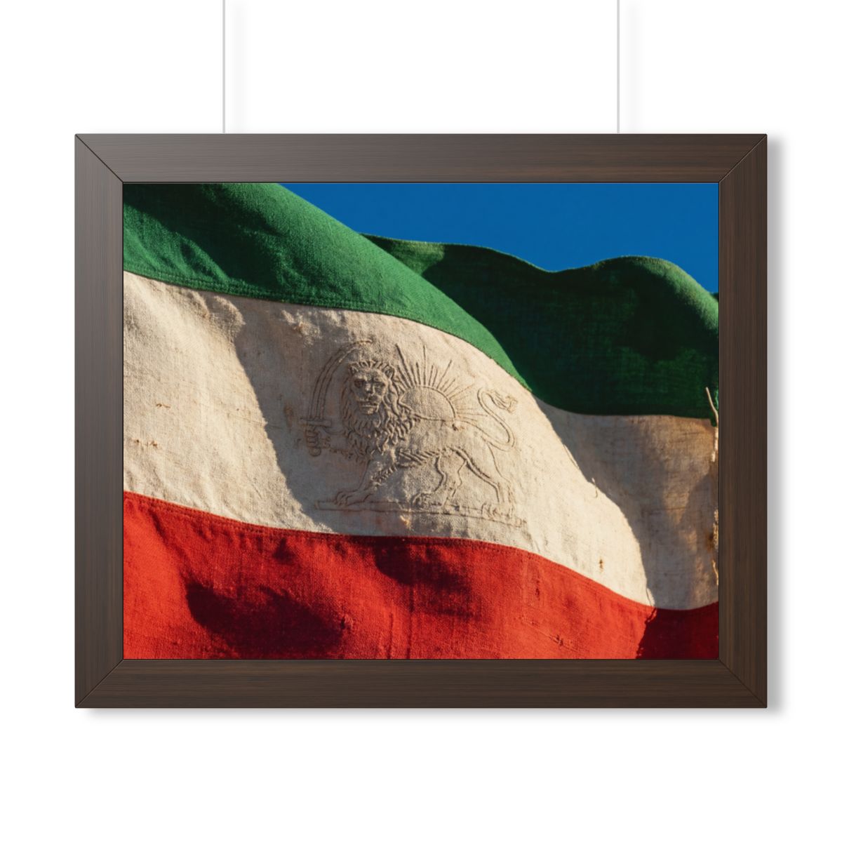 Framed Horizontal Poster - Vintage Persian Lion and Sun Flag...