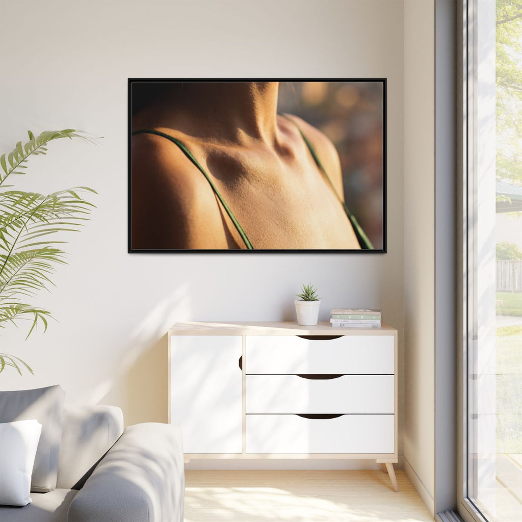 Golden Hour Matte Canvas - Framed Sunset Wall Art — Black /...