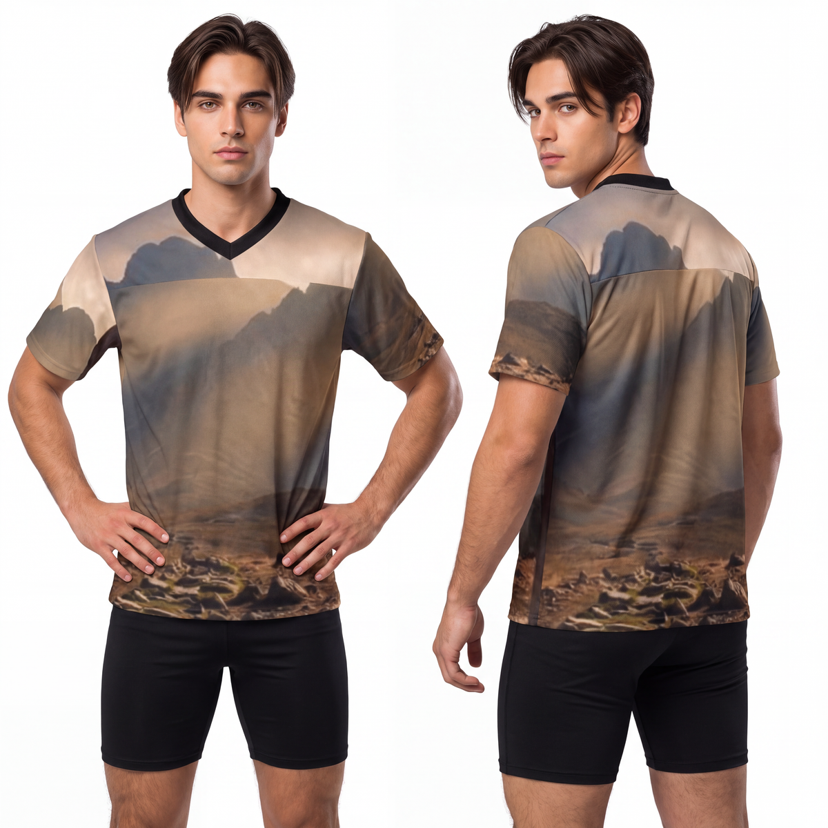 Men's Unisex Football Jersey - Ancient Stone Column Mountain...