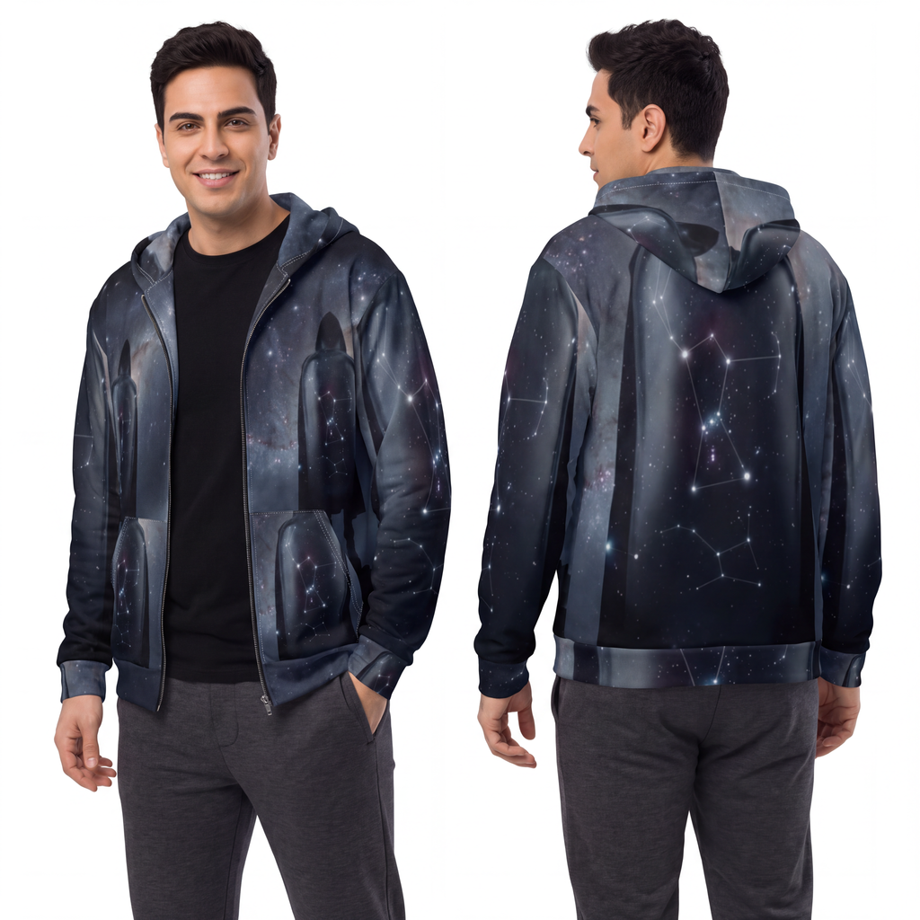 Men's Zip Hoodie - Orion Constellation | Echovira Gallery