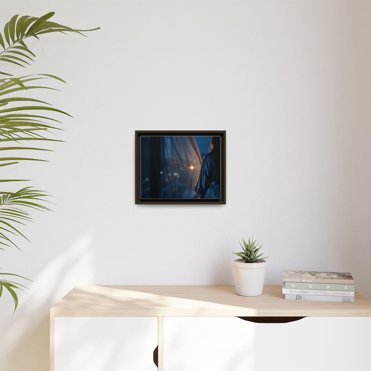 Matte Canvas, Framed - Nocturnal Solitude Silhouette —... |...