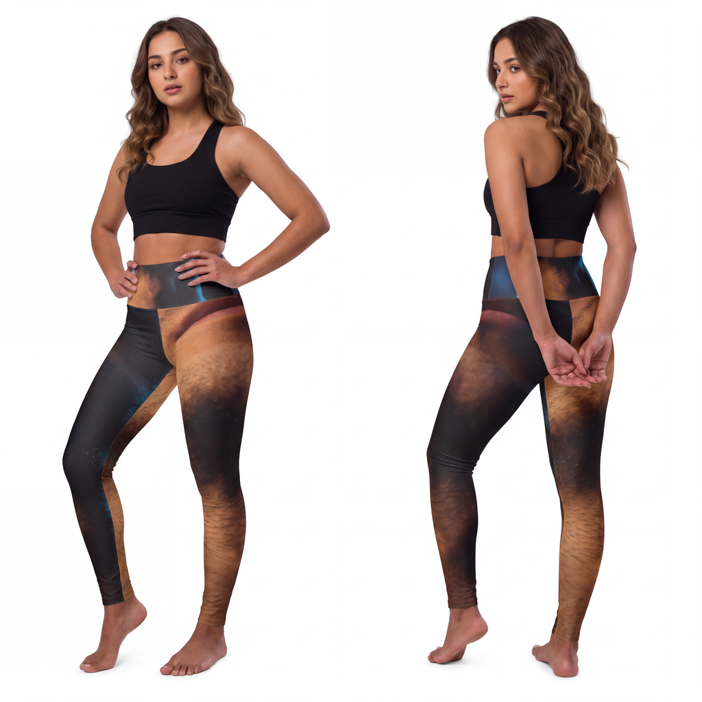 High Waisted Yoga Leggings - Neon Horizon Portrait |...