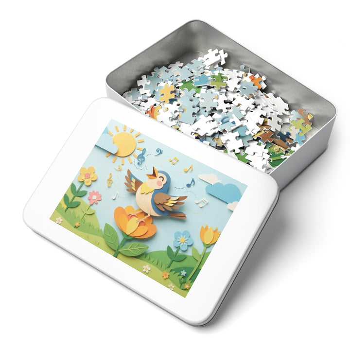 Jigsaw Puzzle with Tin - Papercut Songbird Meadow Canvas Art (30, 110, 252, 500, 1000 & 2000 pcs)