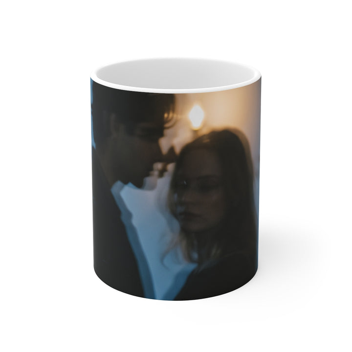 Midnight Candlelight White Mug - Cozy Morning Glow