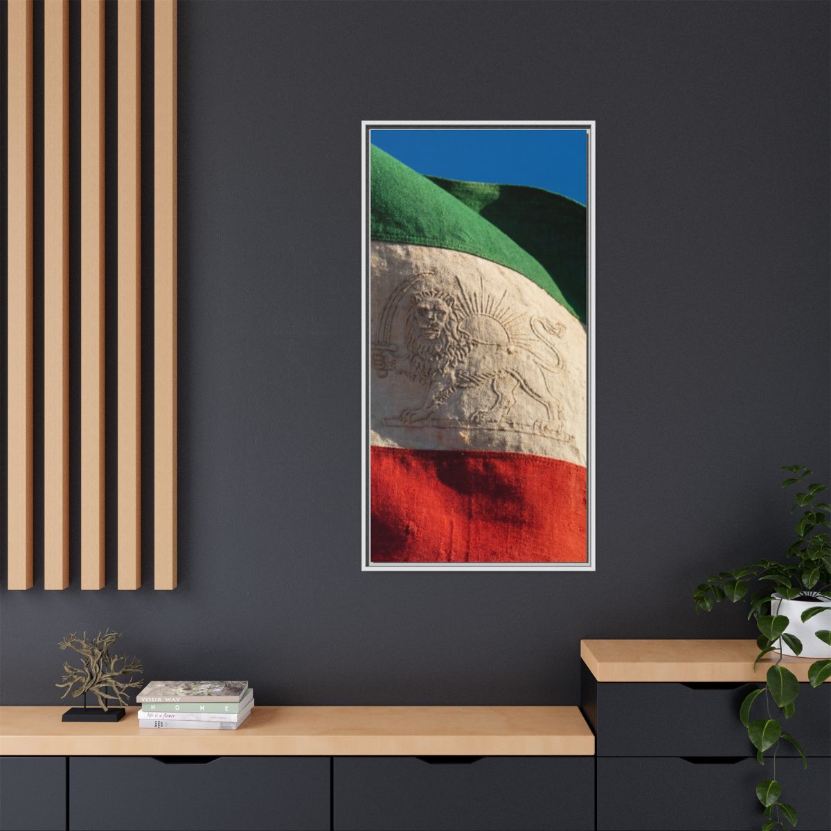 Framed Canvas Art - Distressed Flag — White / 1.25"