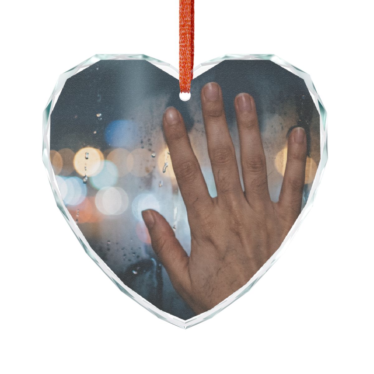 Rainy City Window Crystal Glass Ornament
