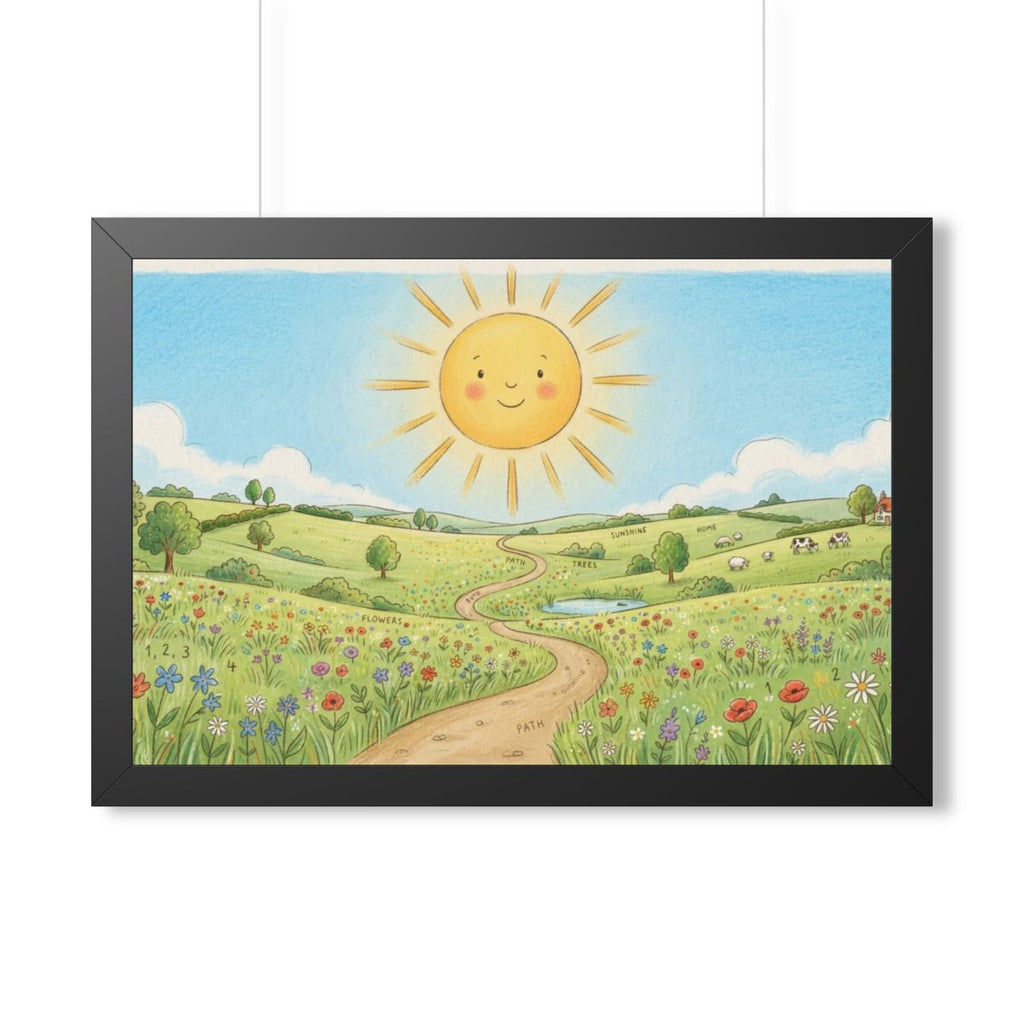 Framed Horizontal Poster - Sunny Meadow Panorama — Black......