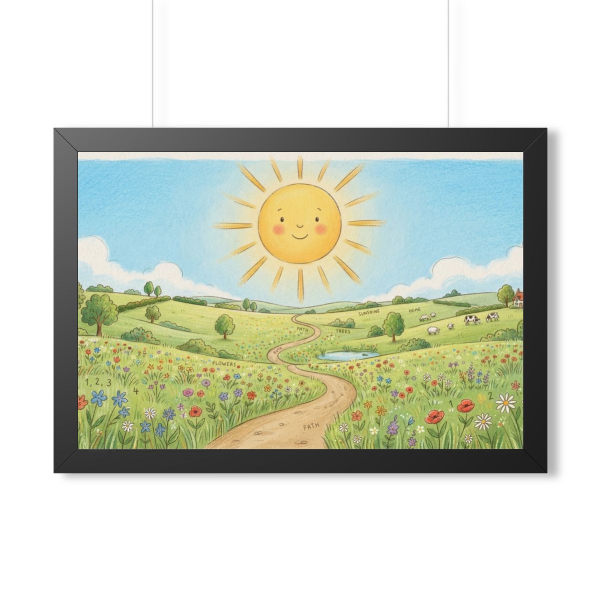 Framed Horizontal Poster - Sunny Meadow Panorama — Black......
