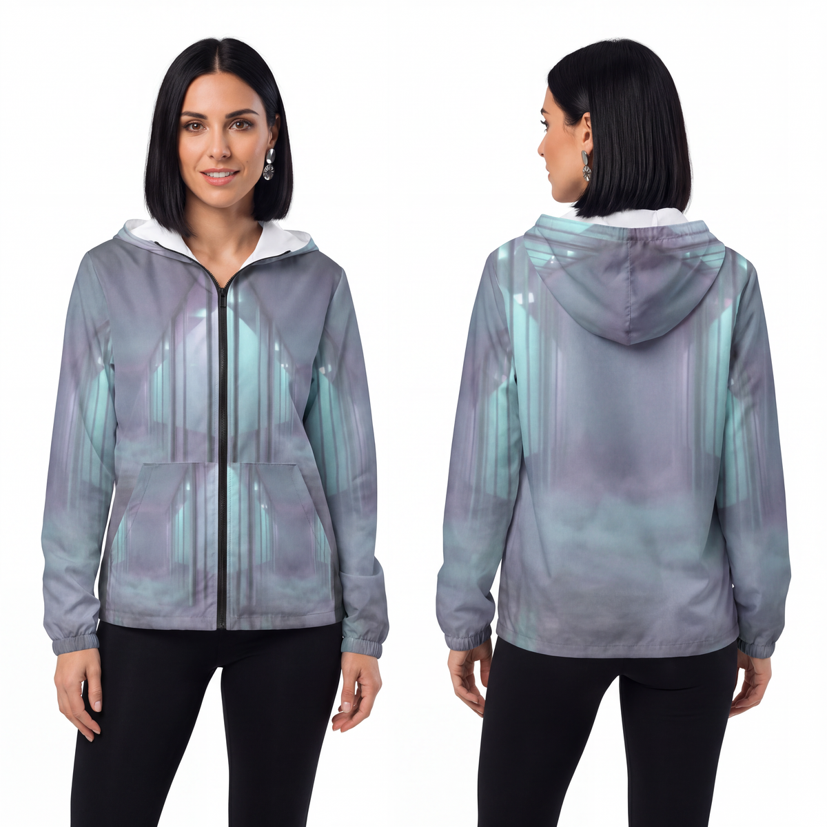 Unisex Windbreaker Jacket - Liminal Corridor Fog Art Print |...