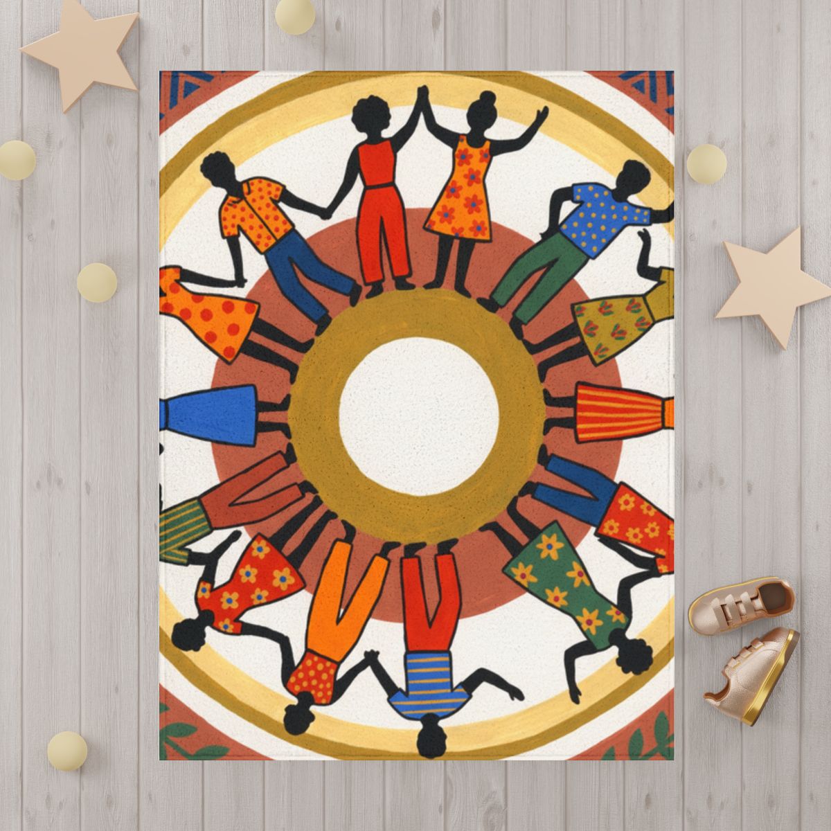 Toddler Blanket - Unity Mandala Folk Art | Echovira Gallery